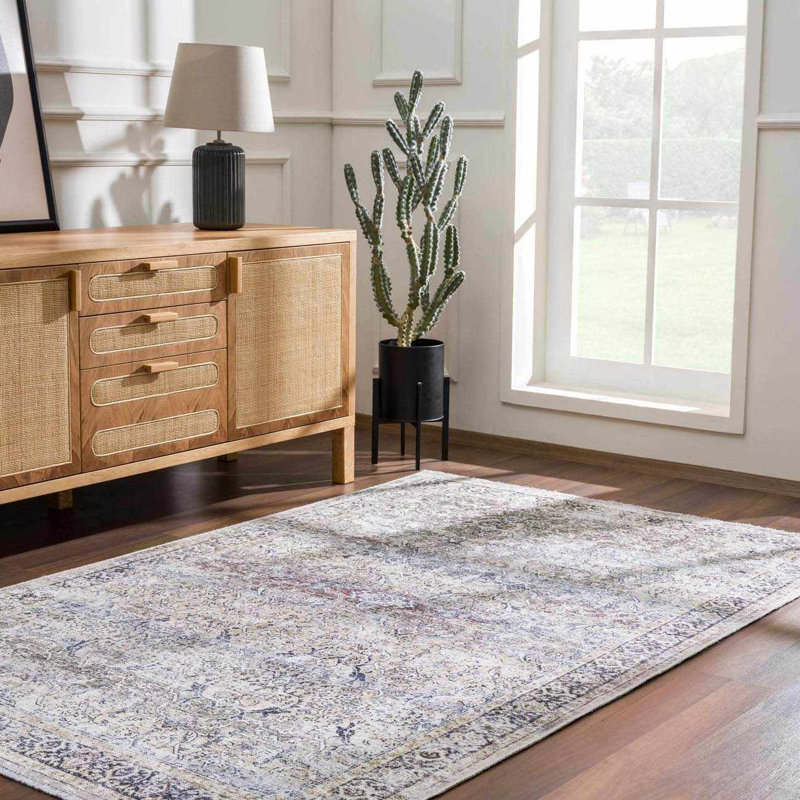Jaelyne Boho Machine Washable Green Oriental Area Rug, Rectangle 5' x 7'6"