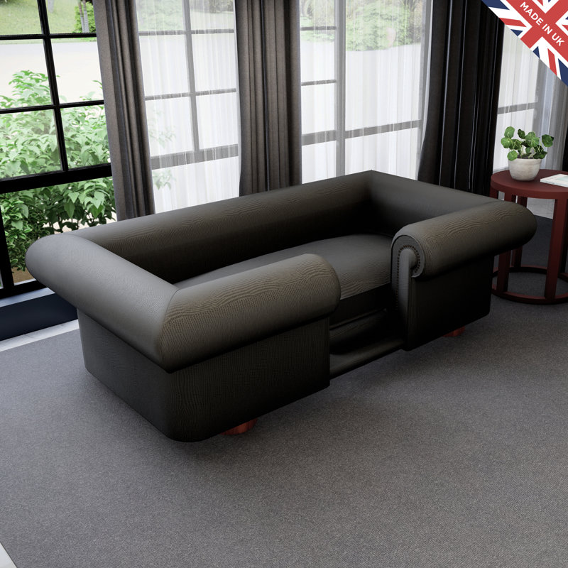 Cromwell Faux Leather Pet Bed, Black, 11.8cm H x 52.8cm W x 41cm D, Large (18-32kg)