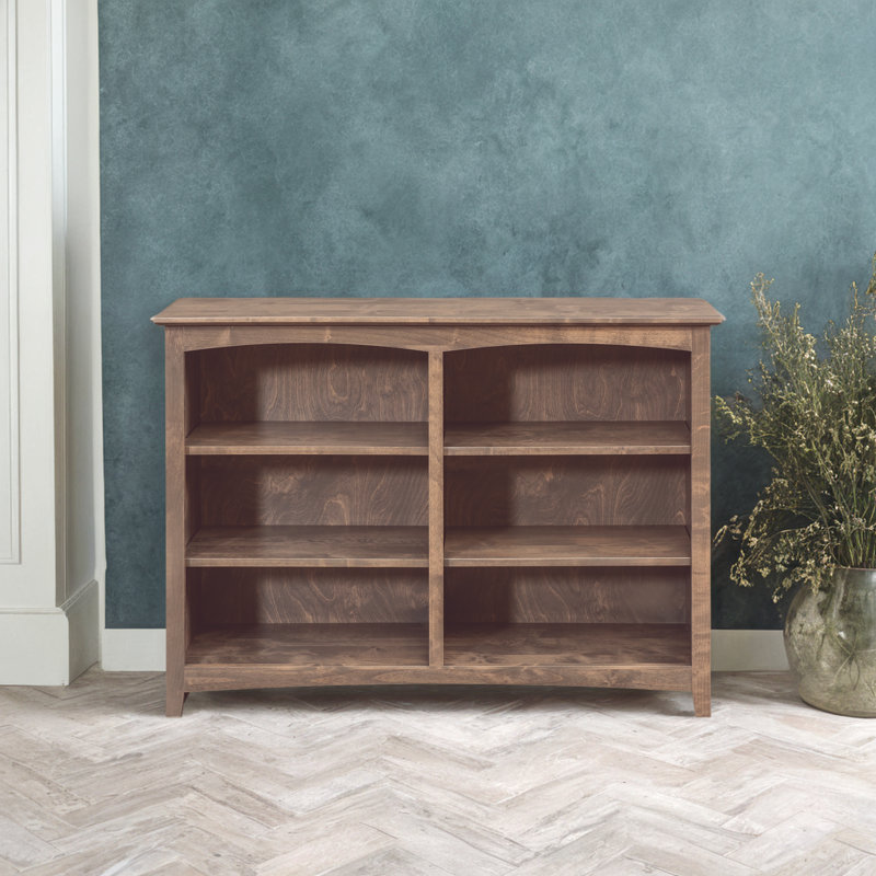 Malani Solid Wood Classic Bookcase, Driftwood, (3 Shelves) 36"H x 49.75"W x 12.875"D