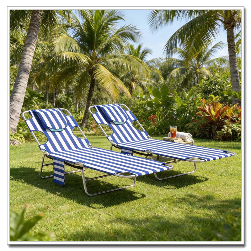 Ensemble de 2 chaises longues de jardin pliantes