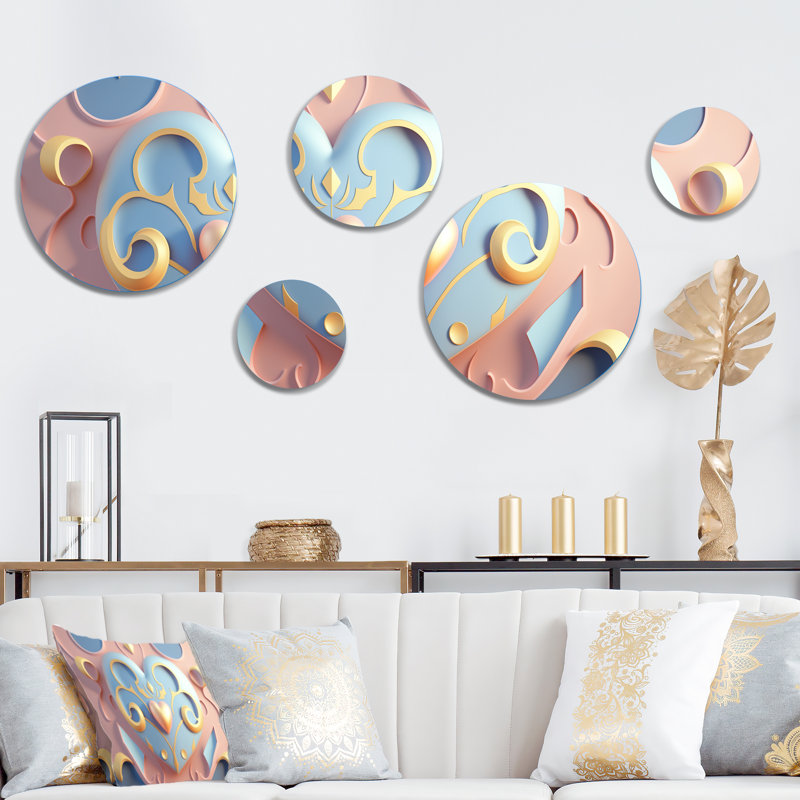 Ensemble de 5 décorations murales pastel rose