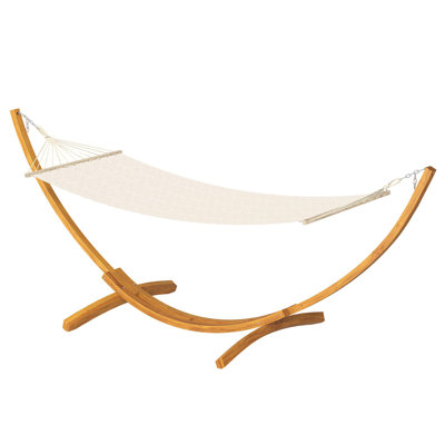 Hammock with Stand, Heavy Duty Outdoor Wooden Hammock, 330lbs Capacity Breathable Portable Wood Hammock Stand for Patio, Backyard & Indoor