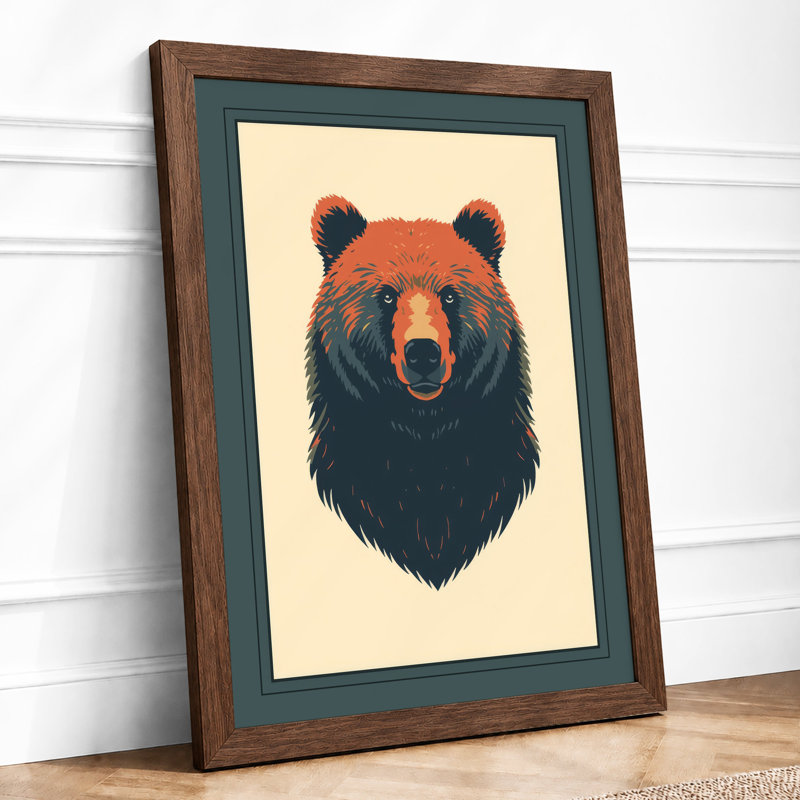 Bear Portrait Modern - Framed Print, A2 - 59.4 x 42.0 cm, Walnut