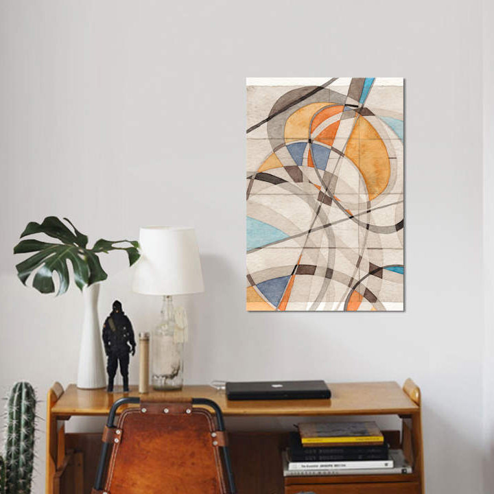 « ovales & lines i », impression sur toile, H 26 po x l 18 po x P 1,5 po, Toile tendue, Pas de tapis