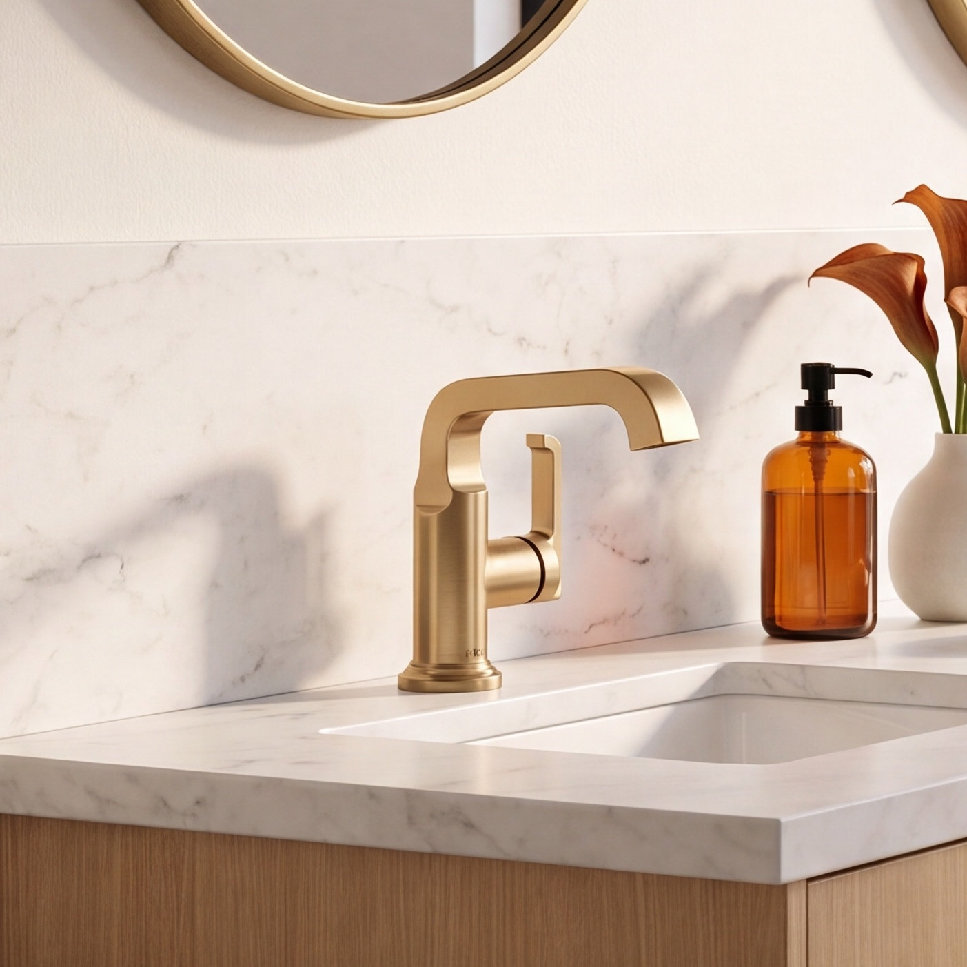 Tetra Single-Hole Faucet with Drain Assembly, Lumicoat  Bronze