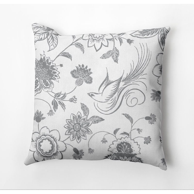 Botanical Blooms Floral Outdoor Reversible Throw Pillow, Gray, 16"x16"