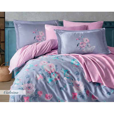 Satin Floral Duvet Cover Set