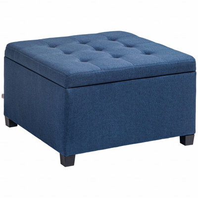 Fabric Upholstered Tufted Storage Ottoman, Flip Top Seat Lid With Metal Hinge And Eucalyptus Wood Frame