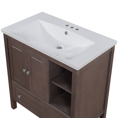 Plateau de meuble-lavabo simple 30 po en céramique avec lavabo