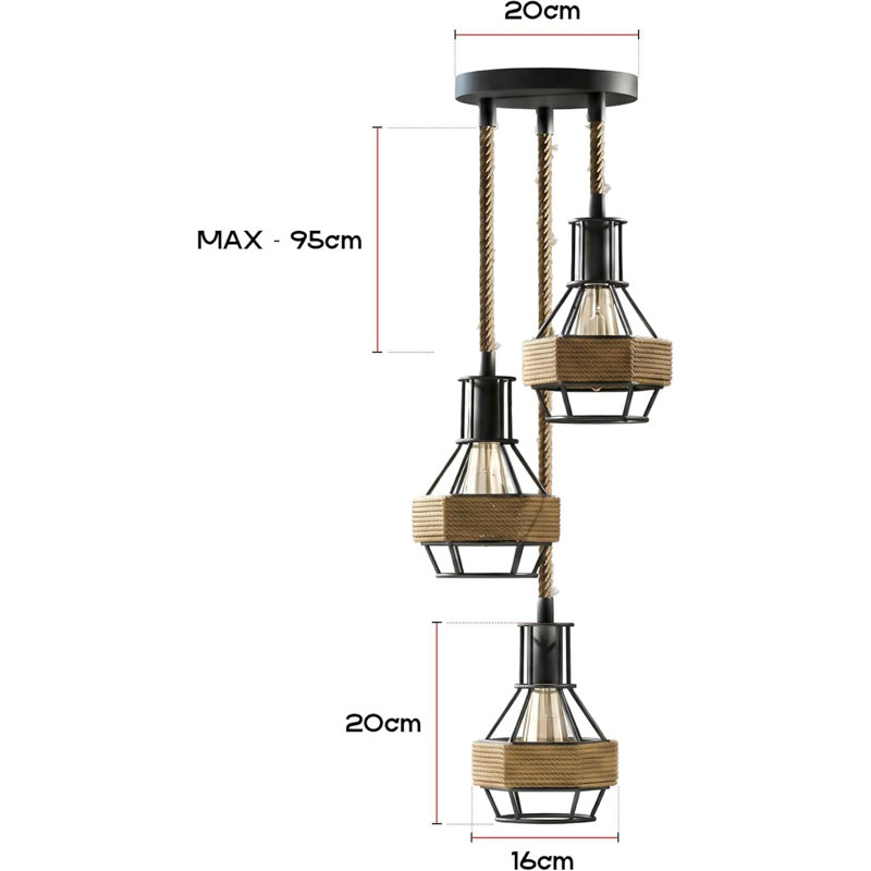 3 - Light Black Kitchen Island Pendant