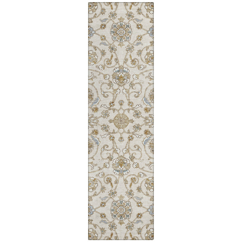 Irene Ivory Washable Indoor-Outdoor Rug - , 2'3" x 7'6"