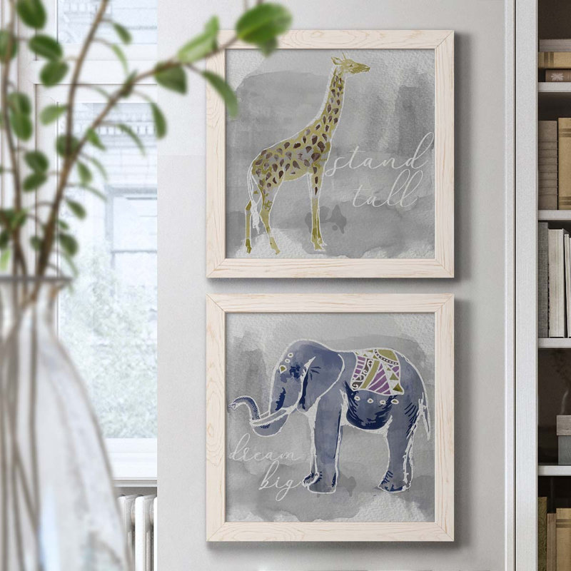 «Stand Tall», ensemble de 2 peintures sur toile encadrées, H 17 po x l 34 po x P 1,5 po, Cadre blanc