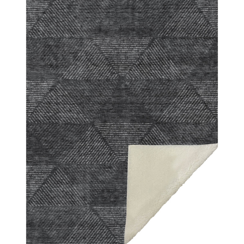 Jeté géométrique Addison Sherpa ASB777, Gris anthracite