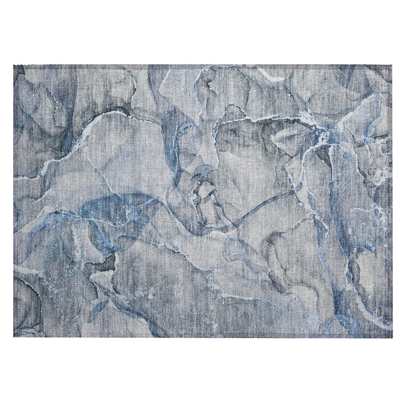 Tapis extérieur lavable antidérapant bleu et gris 2 pi x 3 pi