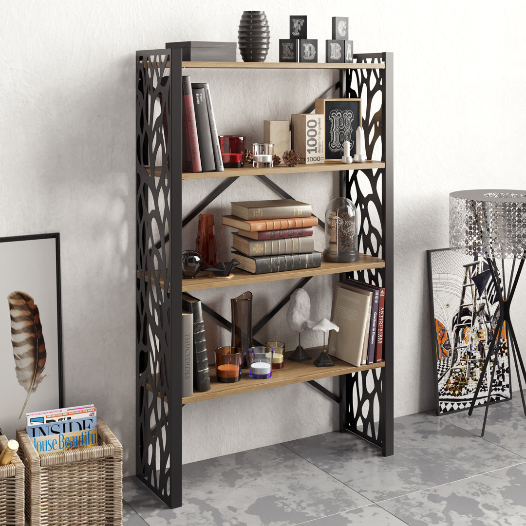 147.32cm H x 88.9cm W Metal Etagere Bookcase