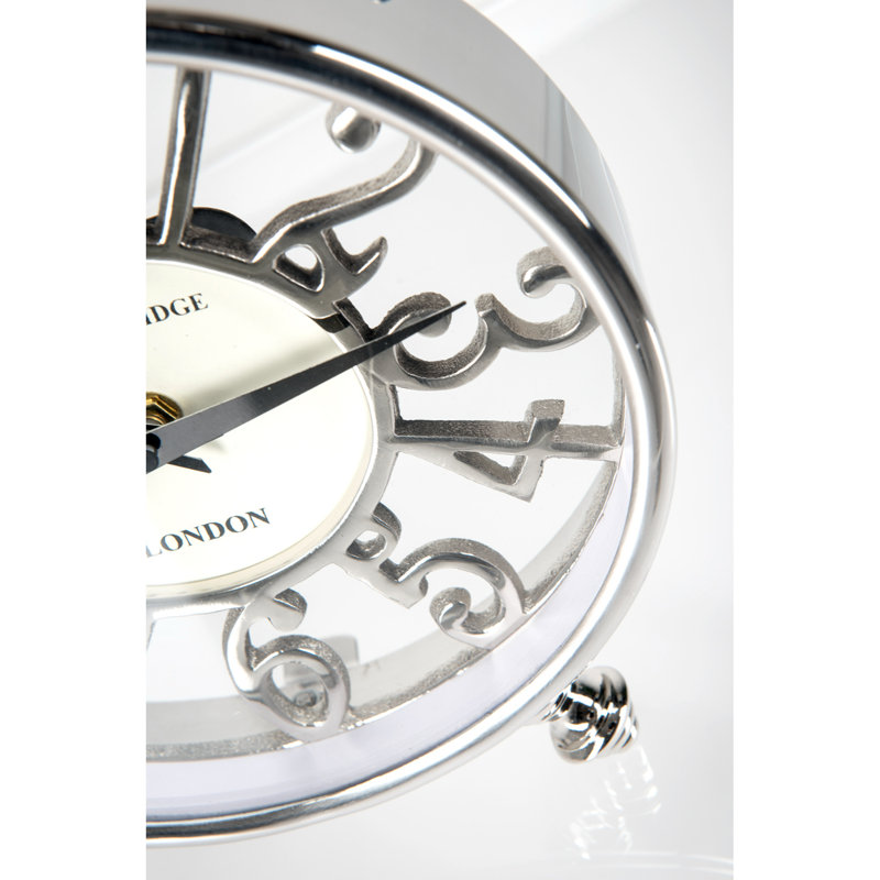Analogue Metal Mechanical Tabletop Clock in Silver