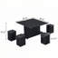 Table basse à plateau relevable avec rangement caché et 4 tabourets, roulettes-428201311