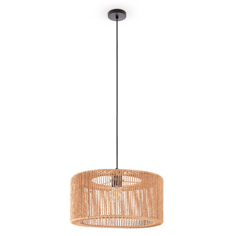 Prana 1-Light Drum Pendant, Natural, Black