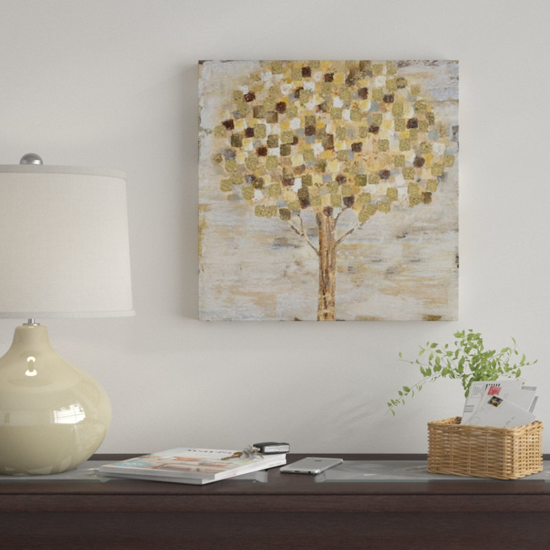 «Golden Tree», reproduction sur toile, H 37 po x l 37 po x P 1,5 po, Toile tendue, Pas de tapis