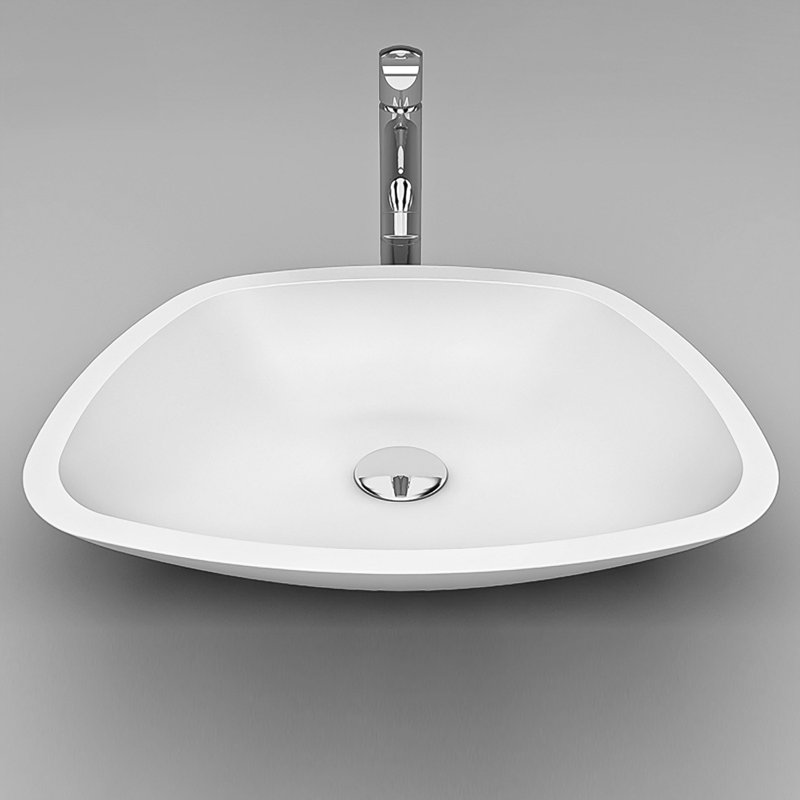 Unique 20.1'' L Bathroom Sink, White Polish