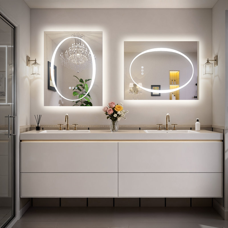 Dimmable LED Bathroom Mirror with Frontlit and Backlit, 3 Colors Temperature, Anti-fog, Tempered Glass, ETL Listed, 28" x 20"