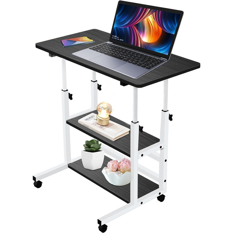 Meirion Computer Desk, Black/White, 25" H x 23.6" W x 15.7" D