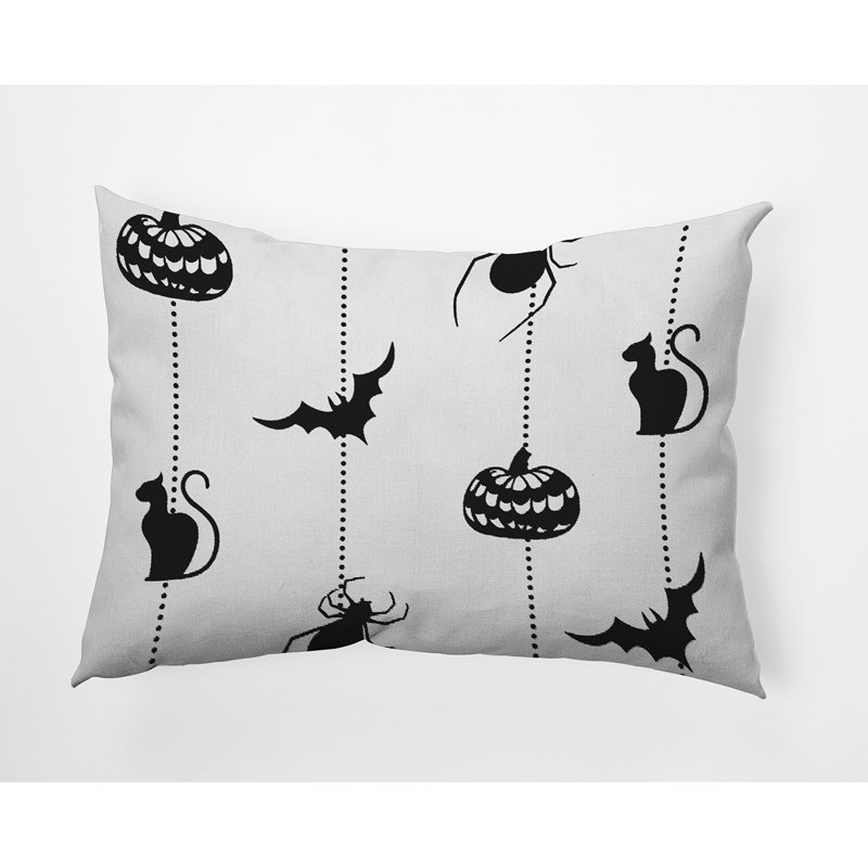 Coussin Halloween, H 14 po x l 20 po, Blanc, Rectangle