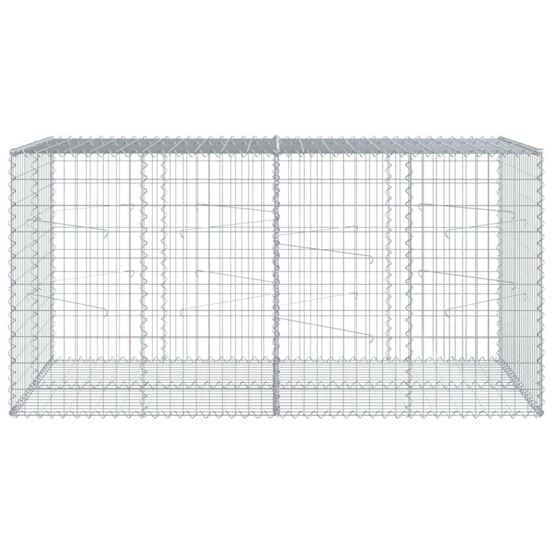 Large Silver Galvanized Iron Outdoor Gabion Basket with Cover