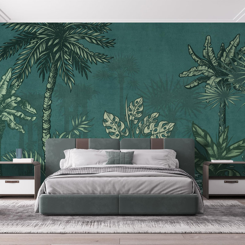 Forêt tropicale de minuit avec un riche feuillage vert, L 108 po x l 168 po