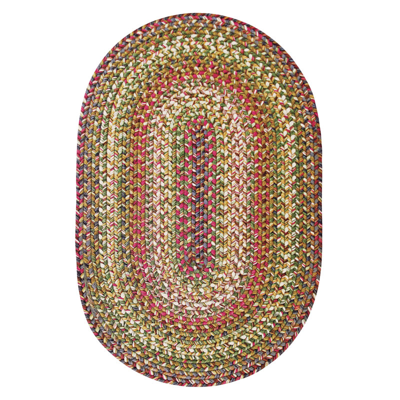  Braided Rug Pet Friendly Washable Indoor/Outdoor Multicolor Country Rug, Oval 5' x 8'