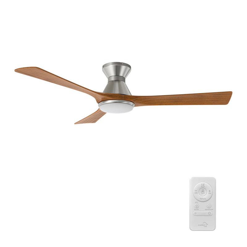 52'' Ceiling Fan with LED Lights, Red Oak Wooden, Silver