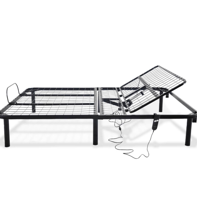 Lit double réglable noir avec mouvement tête haute simple, construction en acier, installation rapide et facile, capacité de 850 lb, profondeur de 75 po, largeur de 53 po, fonction de base à 14 po seulement, fiable, facile à assembler