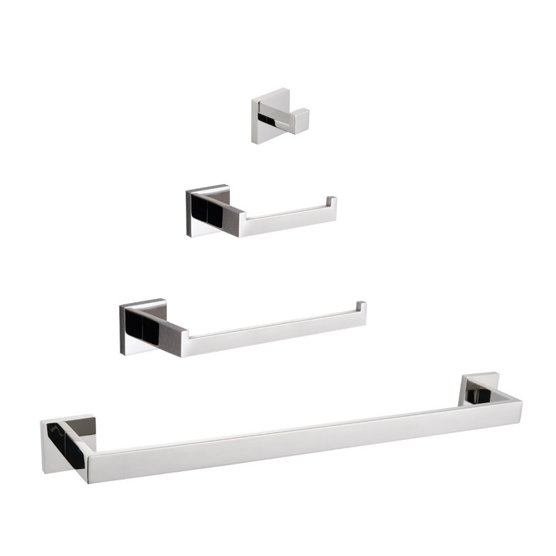4 - Piece Bathroom Hardware Set, Chrome