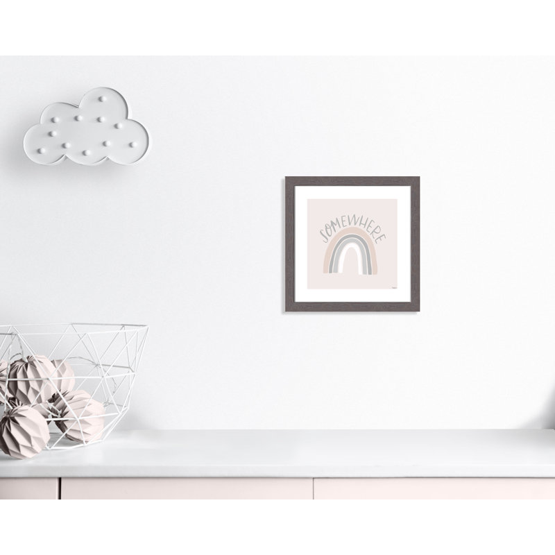 Décoration murale pour enfants quelque part, H 16 po x l 16 po x P 0,63 po, Encadrement fil du bois gris