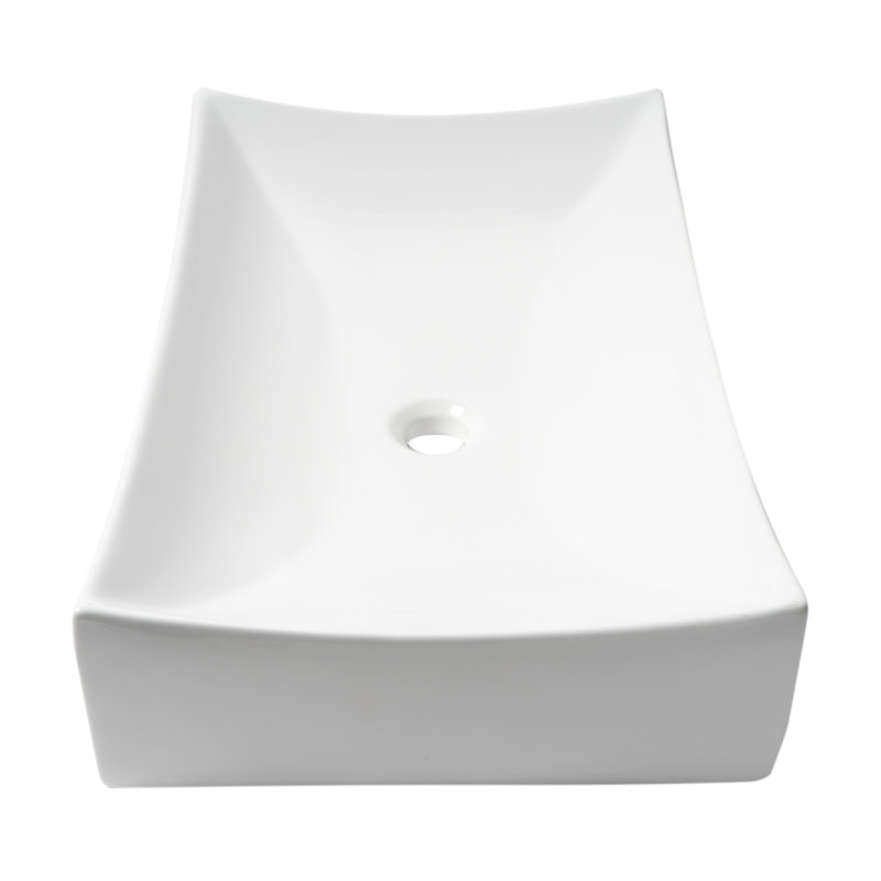 White Ceramic Rectangular Vessel Bathroom Sink