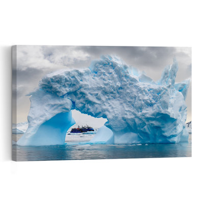 Iceberg Archway With Ship Serene Abstract Contemporary Landscape Nature Wall Art Print