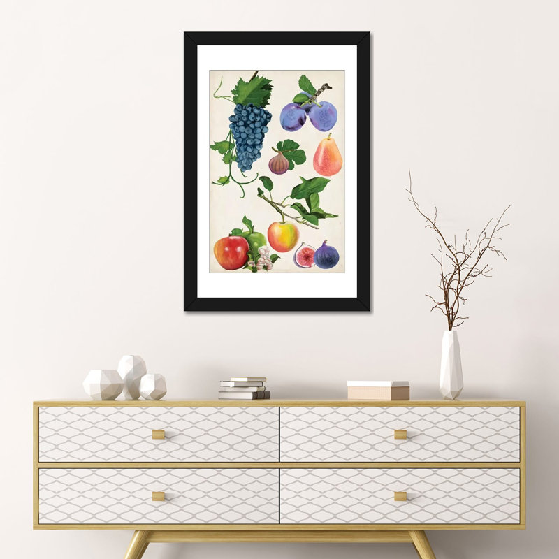 «Fruit Collection II», impression sur toile, Papier d'art encadré noir, H 24 po x l 16 po x P 1 po, Blanc