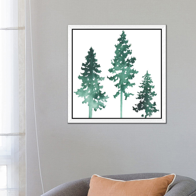 Ponderosas One - Floater Frame Painting on Canvas, 66.04 cm H x 66.04 cm W, White Framed