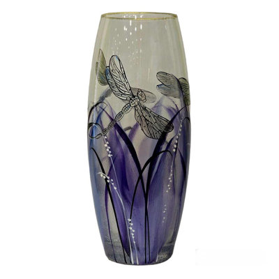 Victoria Bella D78AD0477E624E9BBEB39A5F4C041B0A 10.5"-Height Glass Vase Dagonfly on Lilac