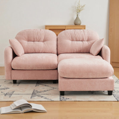Canapé modulaire en L avec repose-pieds Chenille