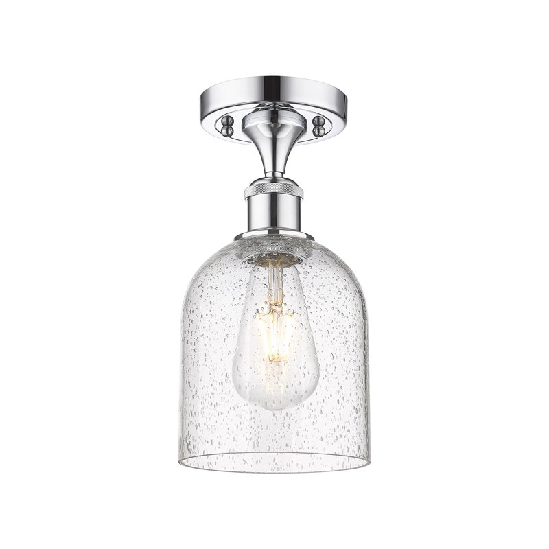 Ballston - Allysson - 1 Light 6" Semi-Flush Mount - Seedy Shade, Polished Chrome