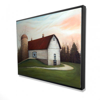 White Barn Print On Canvas