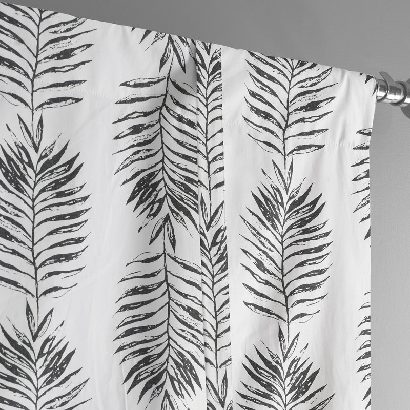 Sago Printed Cotton Room Darkening Tie-Up Window Shade, Black Ink