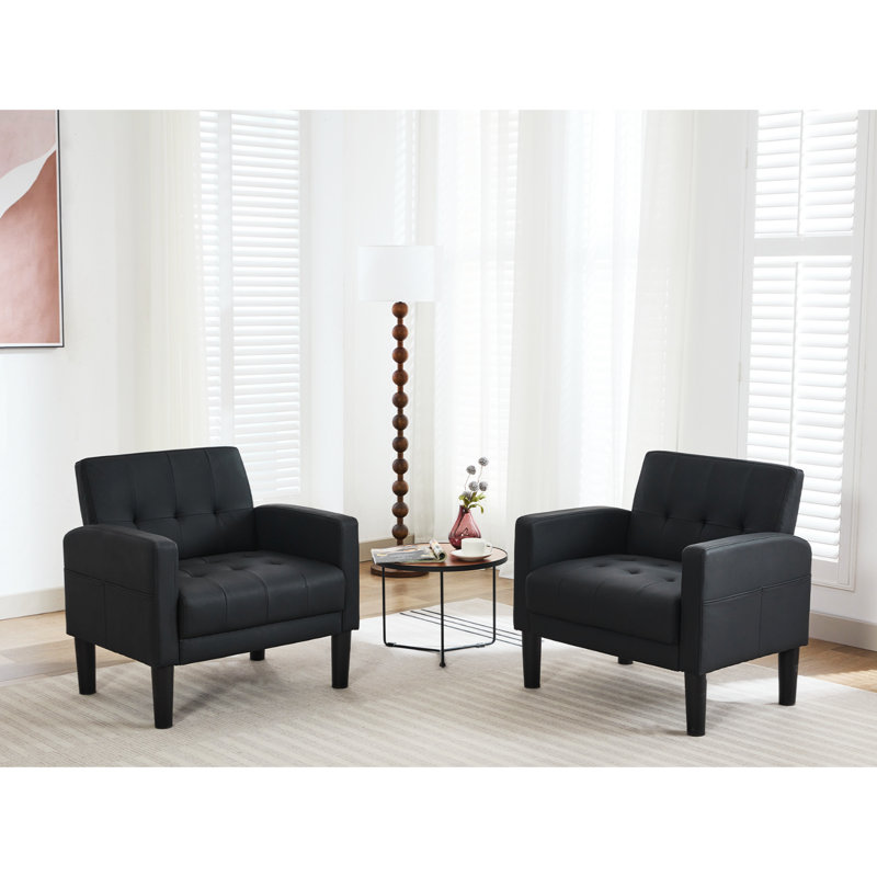 Fauteuil d'appoint capitonné en similicuir de 30,9 po de largeur (ensemble de 2)