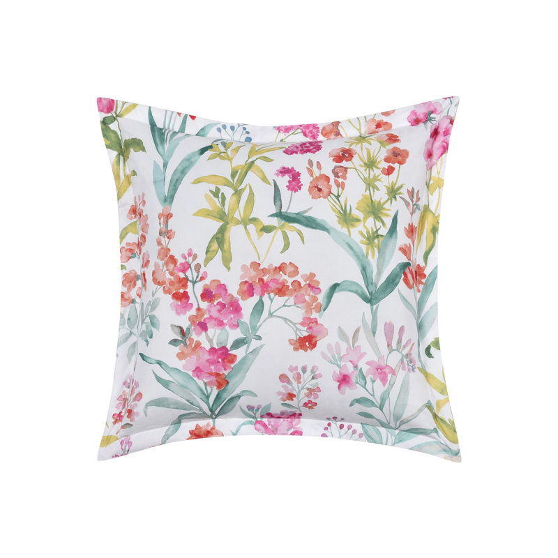 Tahlia 18" Square Pink Floral Polyester Throw Pillow