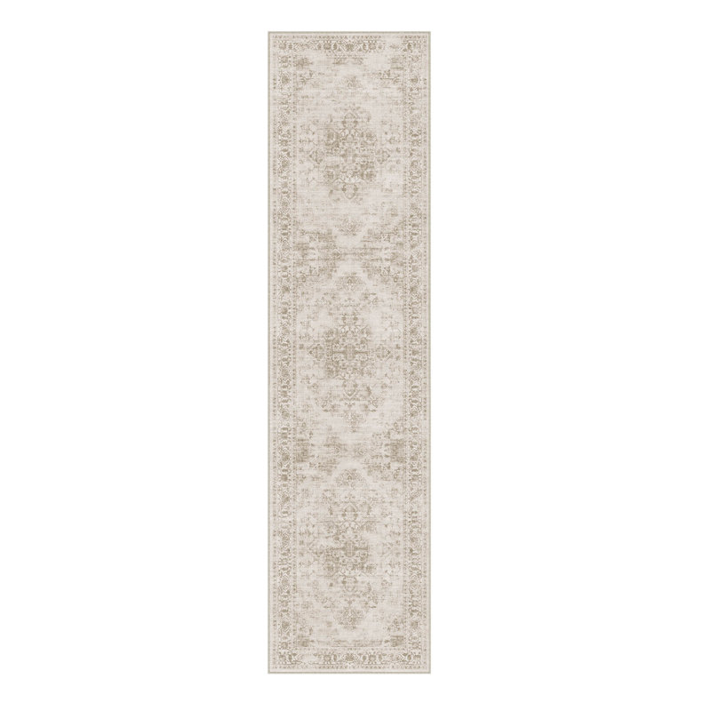 Tapis oriental brun Leon, Tapis de couloir 2 pi 3 po x 7 pi 6 po