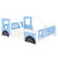 Lit de voiture classique pleine grandeur avec roulettes bleues - Fabriqué en pin robuste et fenêtres à portes pour une beauté supplémentaire Matelas de rail à lattes Assemblage rapide et facile-1631381665-1631381663