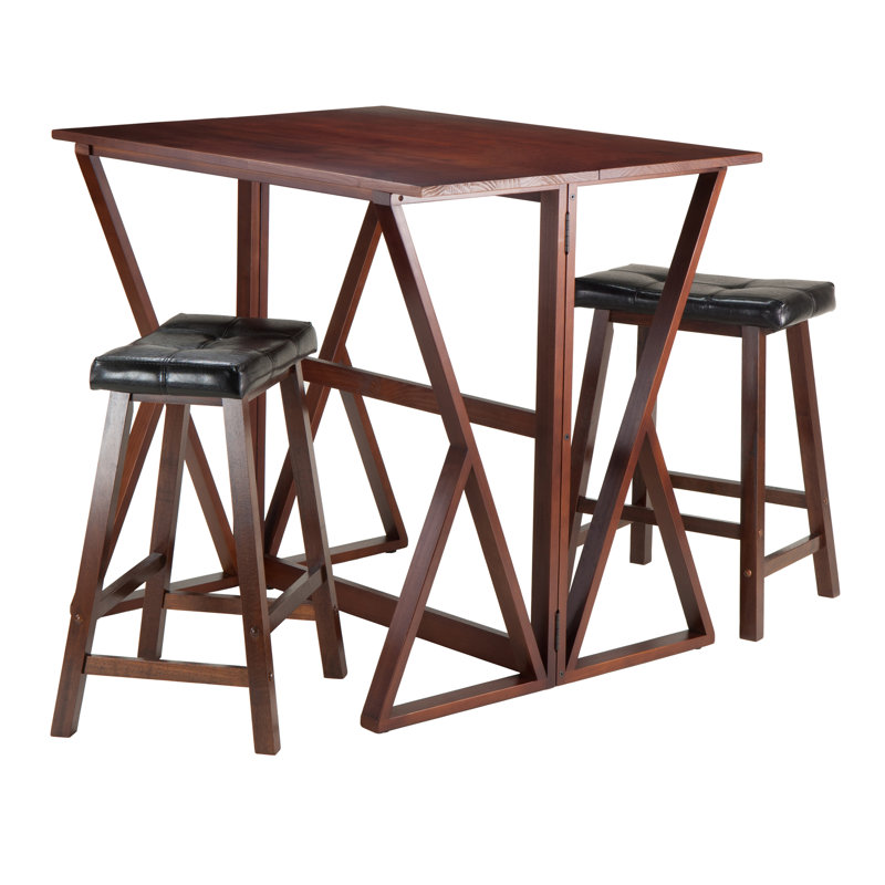 Glaser Solid Wood Top Double Pedestal Dining Set, 24.875" H x 17.5" W x 10.125" D