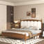 Structure de lit double, structure de lit plateforme en bois avec tête de lit à DEL avec rangement et 2 ports USB, silencieux, aucun sommier nécessaire et outil d'assemblage facile, grand rangement sous le lit, gris foncé