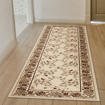 Traditional Oriental Ivory Area Rug – Trellis Design